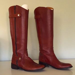 Narrow-calf Brown Leather Riding Boots
